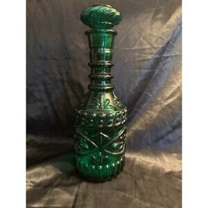 Vintage 1960’s Jim Beam Emerald Green Glass Decanter Genie Bottle